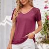 Spring and Summer Patchwork Mesh Short Sleeved Top Solid Color Casual Loose Women's T-shirts