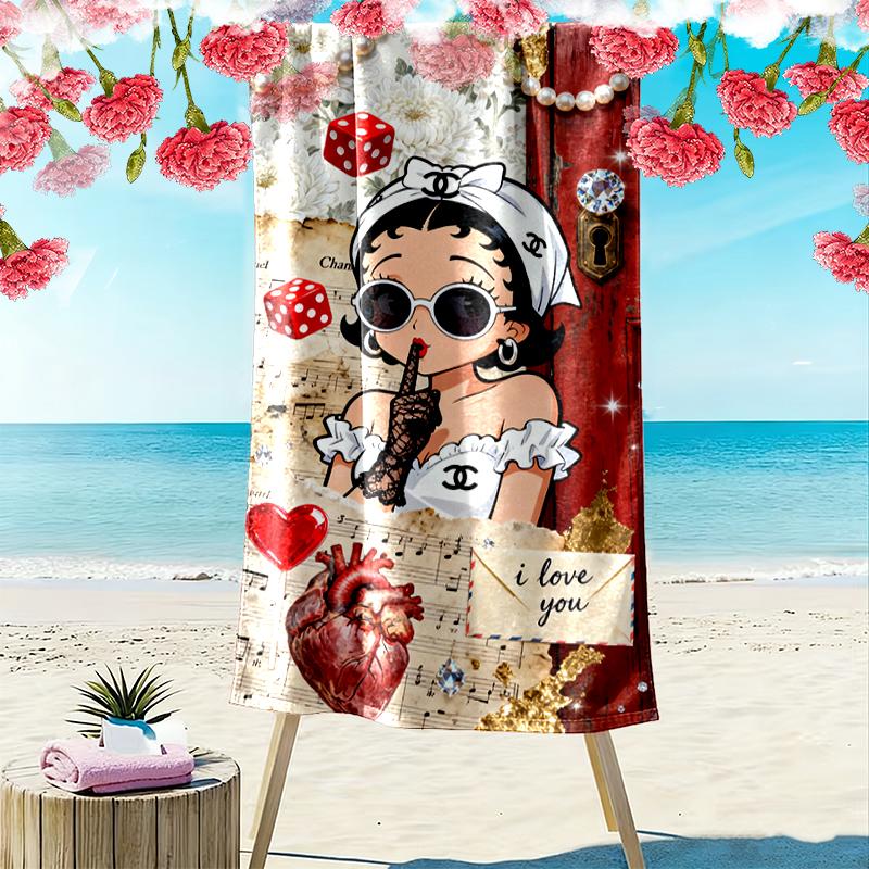 Betty Boop Beach Towel Suitable for Various Scenarios Such As Kitchen, Bathroom and Beach Swimming