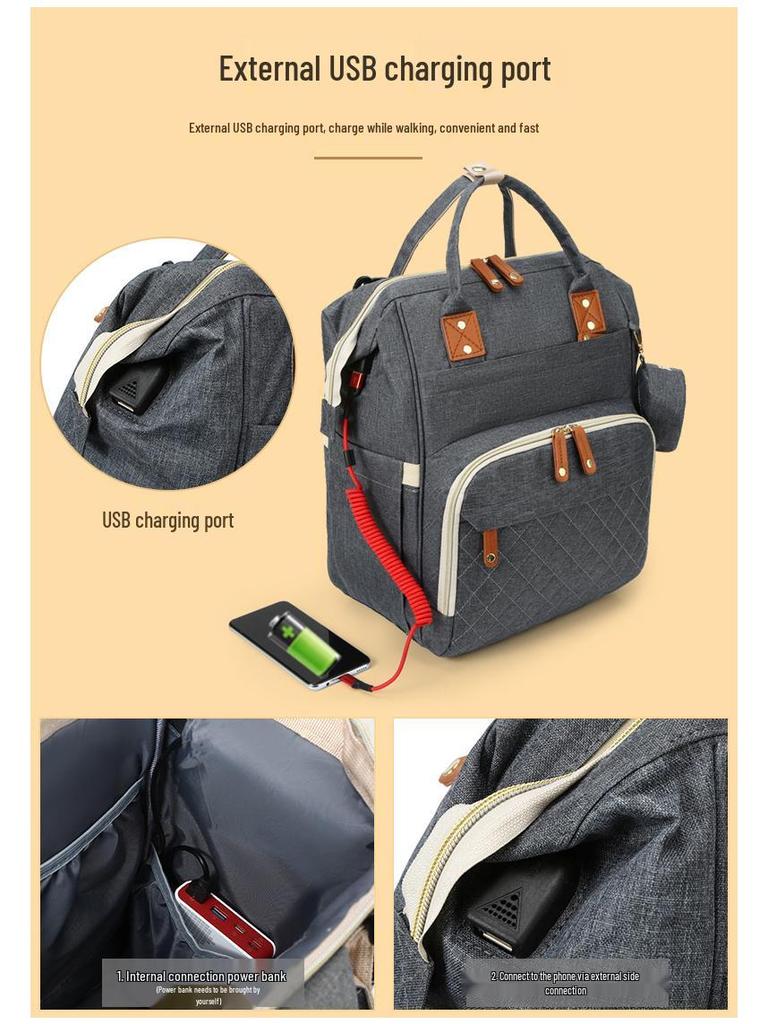 Multifunctionele Mummy Rugzak met Grote Capaciteit - Lichtgewicht, Draagbare Baby Tas met Meerdere Vakken voor Uitstapjes.