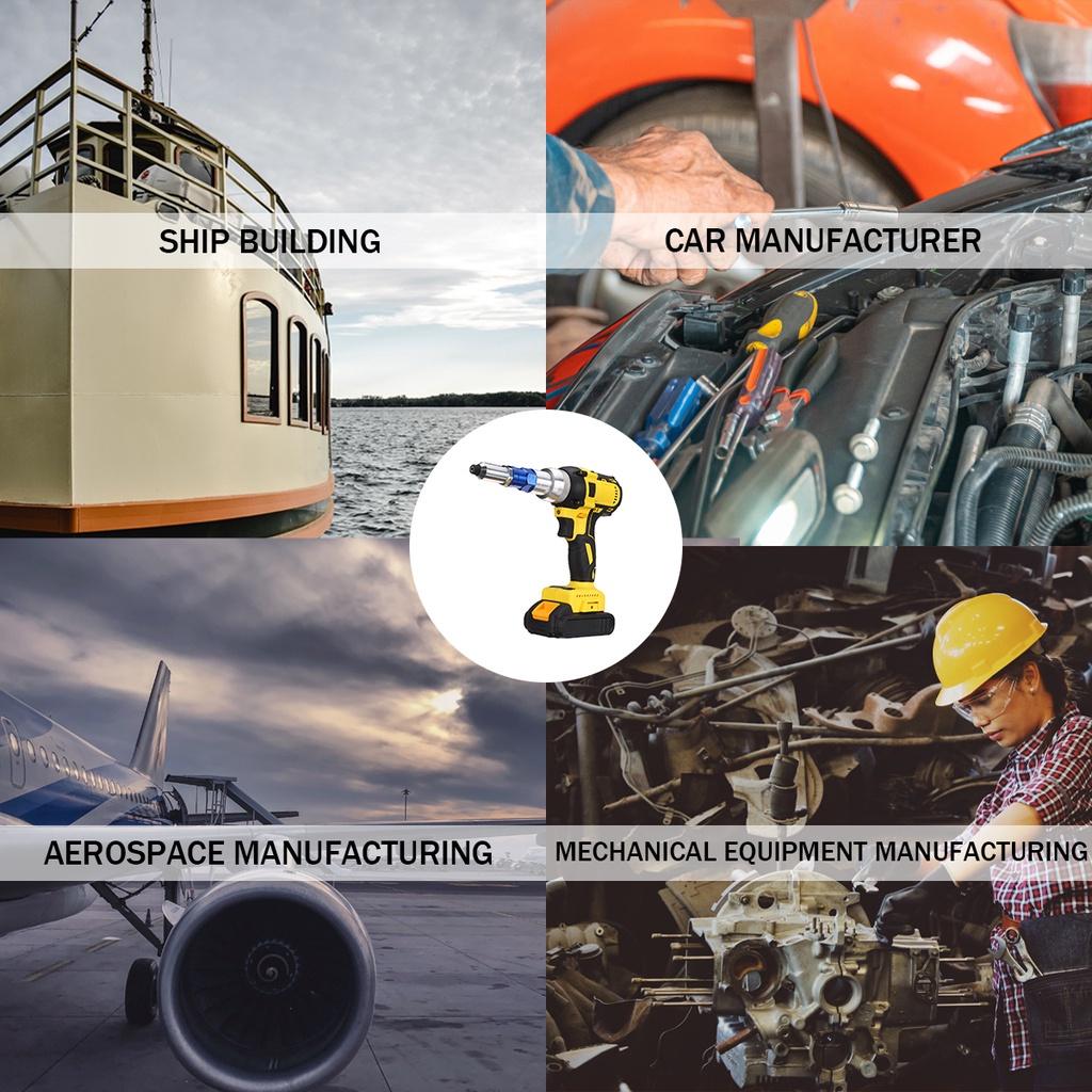 2.4-4.8mm Cordless Electric Rivet Nut Drill Insert Nut Pull Riveting Tool  With LED Light Battery 18V