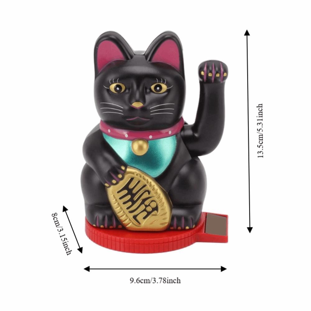 Plastic Rotatable Base Fortune Cat 5 in Solar Induction Cat Figurine Office Desk Display