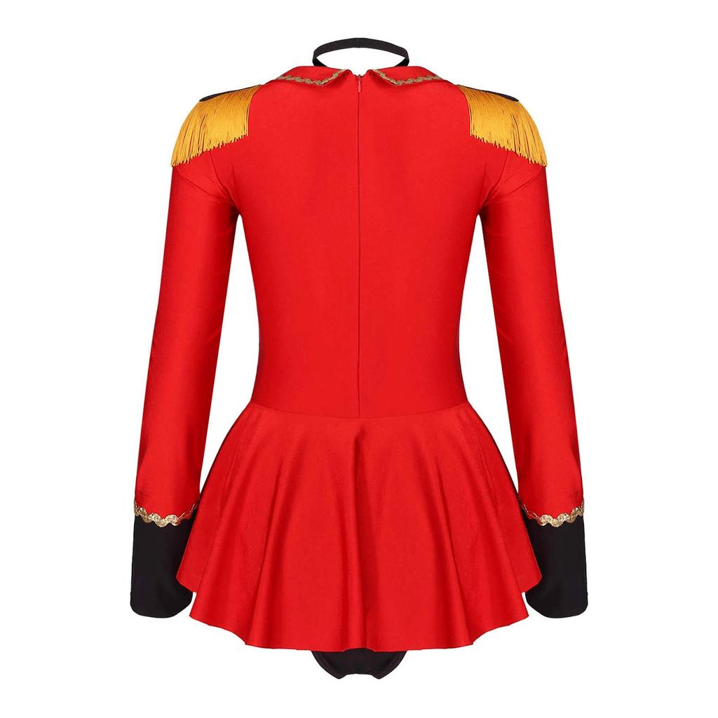 Damen Circus-Zirkusdirektor Rollenspiel Kostüm Langarm Overall Colorblock Patchwork Rock-Bodysuit