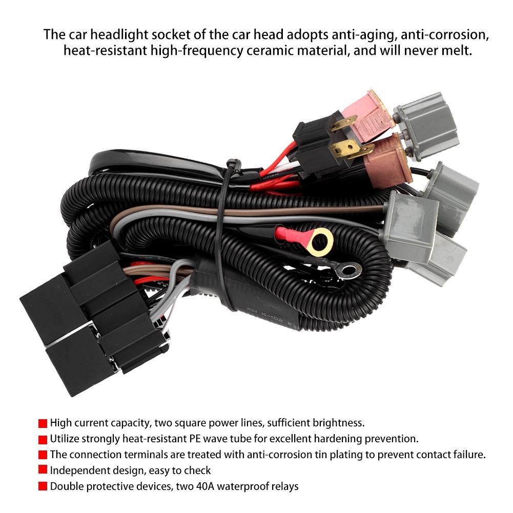 Car LED Light Headlight Wiring Harness Lighting Boost With For H4 Adapters Four Lights