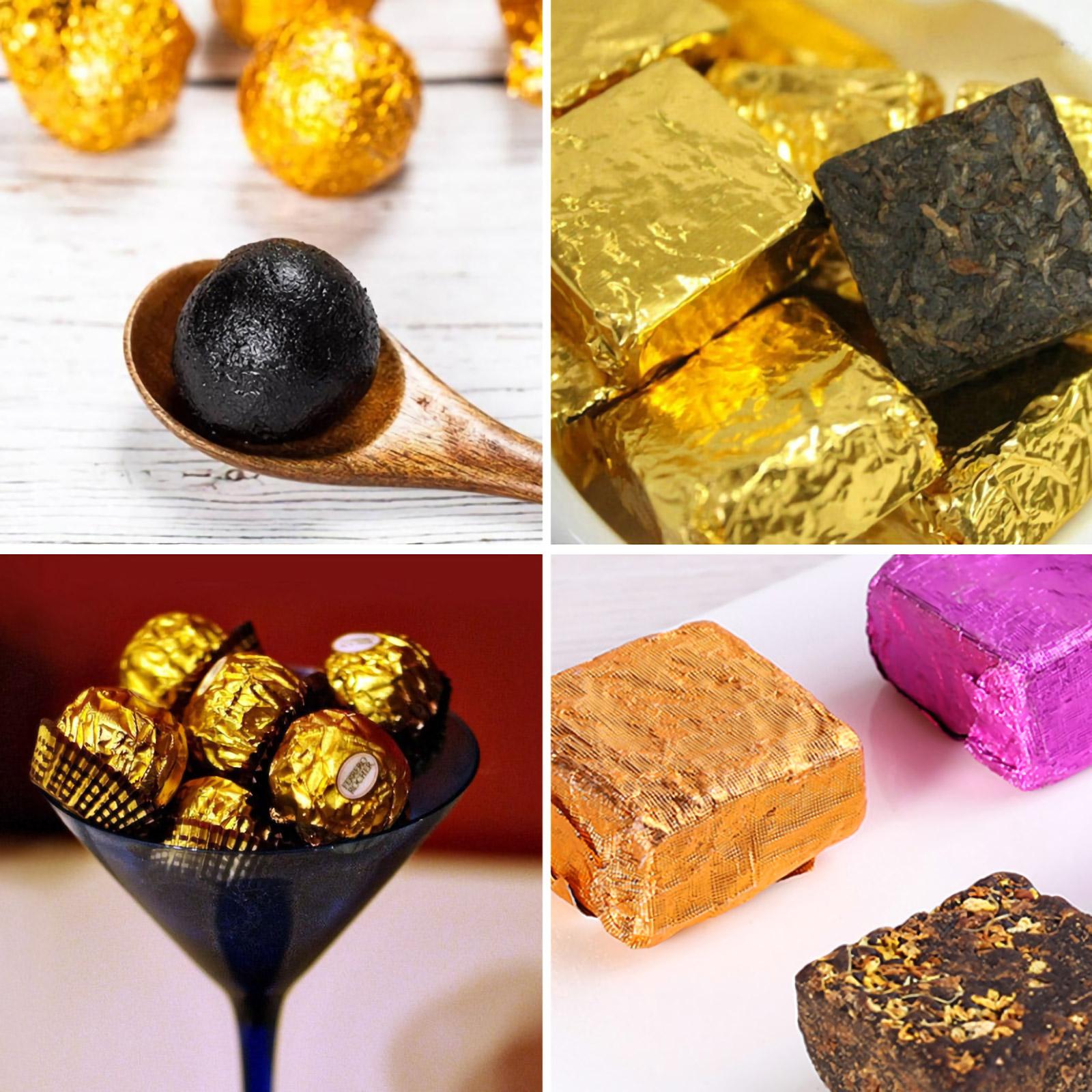 Emballage en feuille laminée dorée pour emballage de chocolat et de barres de bonbons, papier de support en aluminium, 18x25cm, 500 pièces  15