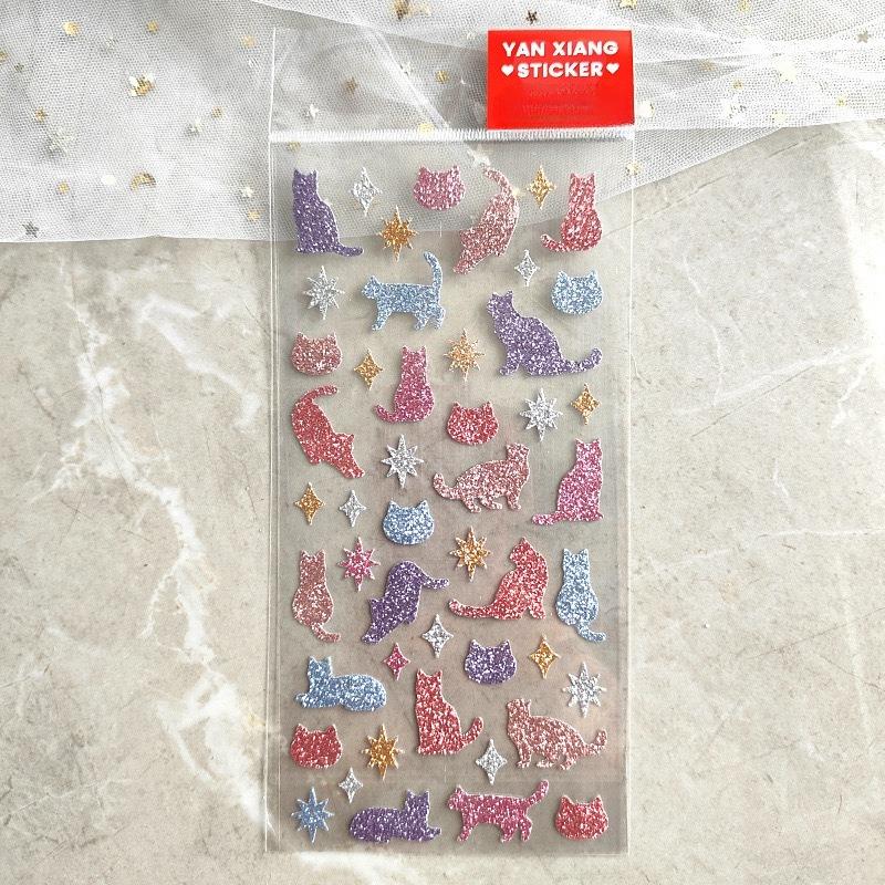 Gold Glitter Spark Heart Star Animal Cown DIY Stickers Self-adhesive New Year Gift for Kid Face Scrapbook Decora Bright Stickers