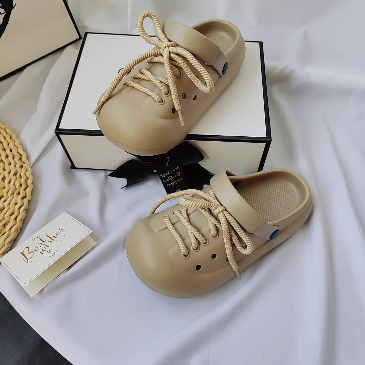 

Sandals women s new summer straps hole shoes fashionable thick-soled two wear bag head slippers women wear flat bottom 40/41