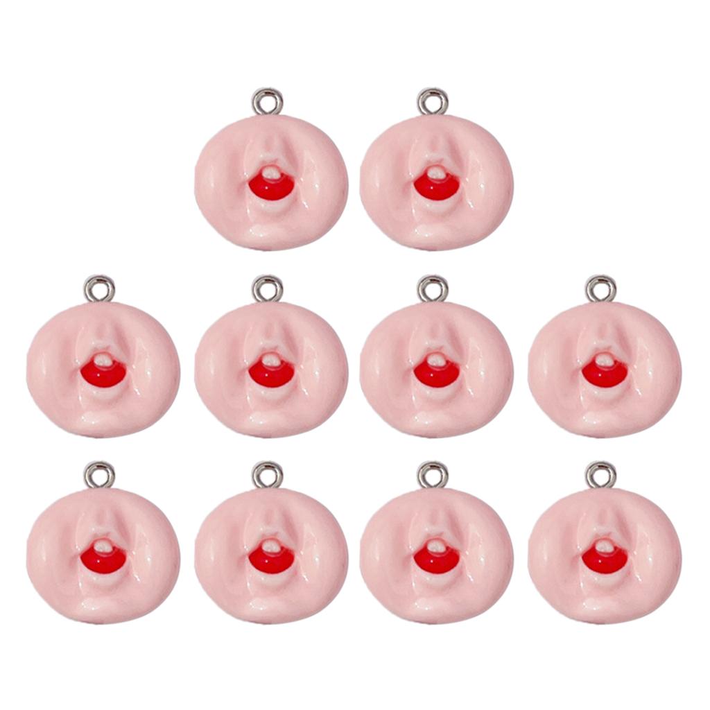 10pcs Funny Sexy Red Lip Resin Charm Hip Hop Earring Pendant Accessories DIY Keychain Jewelry Making Crafts