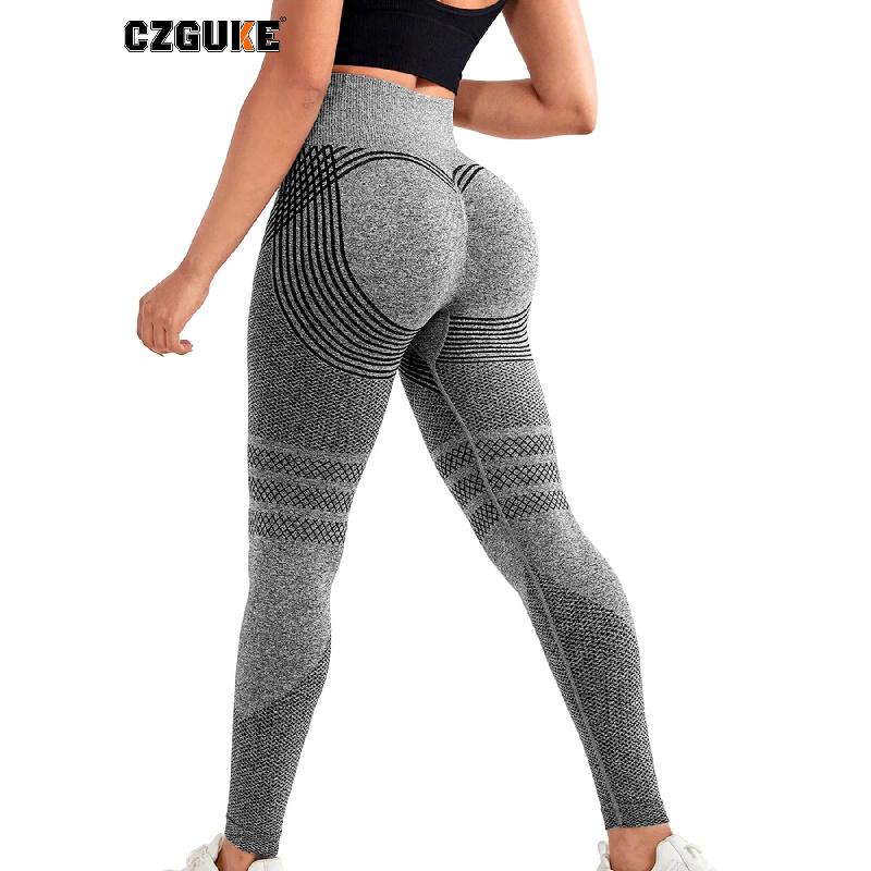 CZGUKE Women's Seamless Knitted Tight Pants with High Elasticity High Waist Fitness Training Fast Drying Breathable yoga Pants