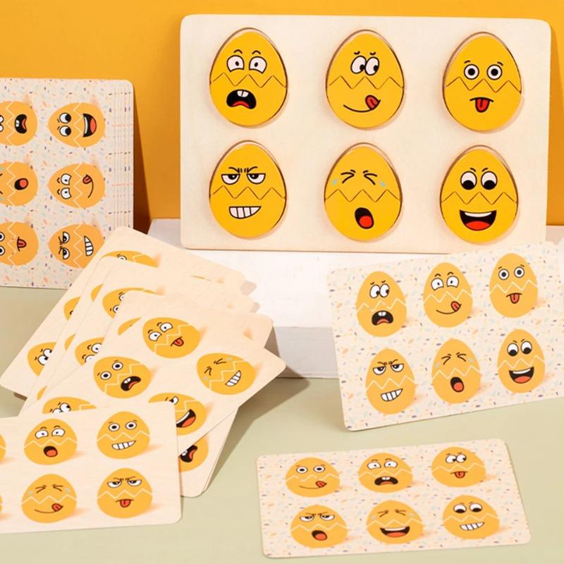 Montessori Wooden Emotion Puzzle Toy Kids Face Expression Matching Educational Sensory Thinking Early Learning Toddler Toys