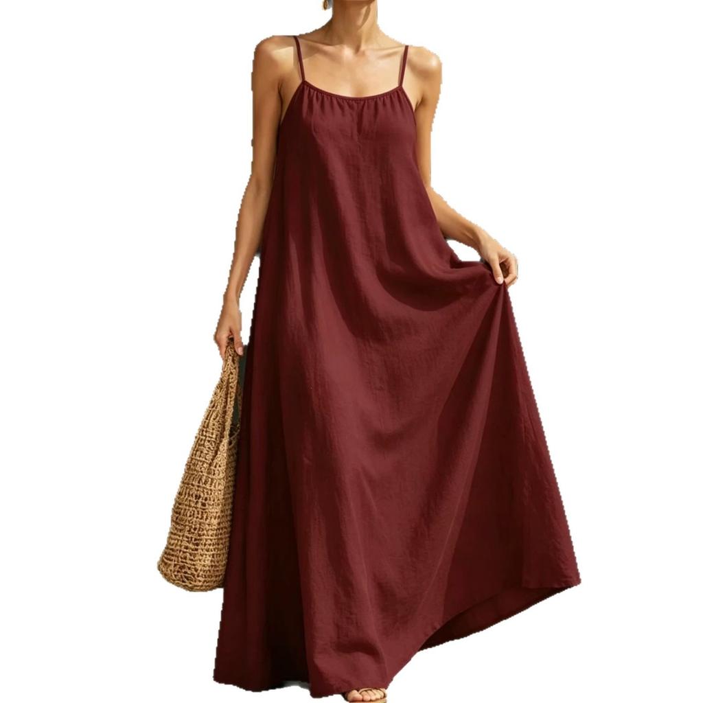 2026 summer dress beach suspender long dress loose and elegant casual long holiday style dress