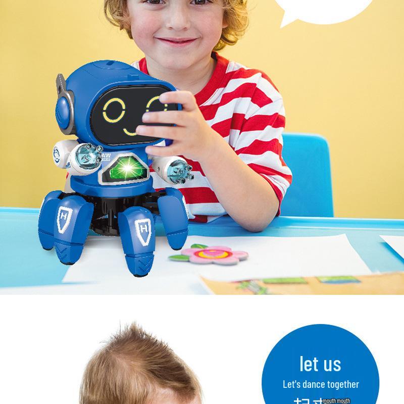 Electric Luminous Six-Claw Singing and Dancing Robot Fish Toy for Kids