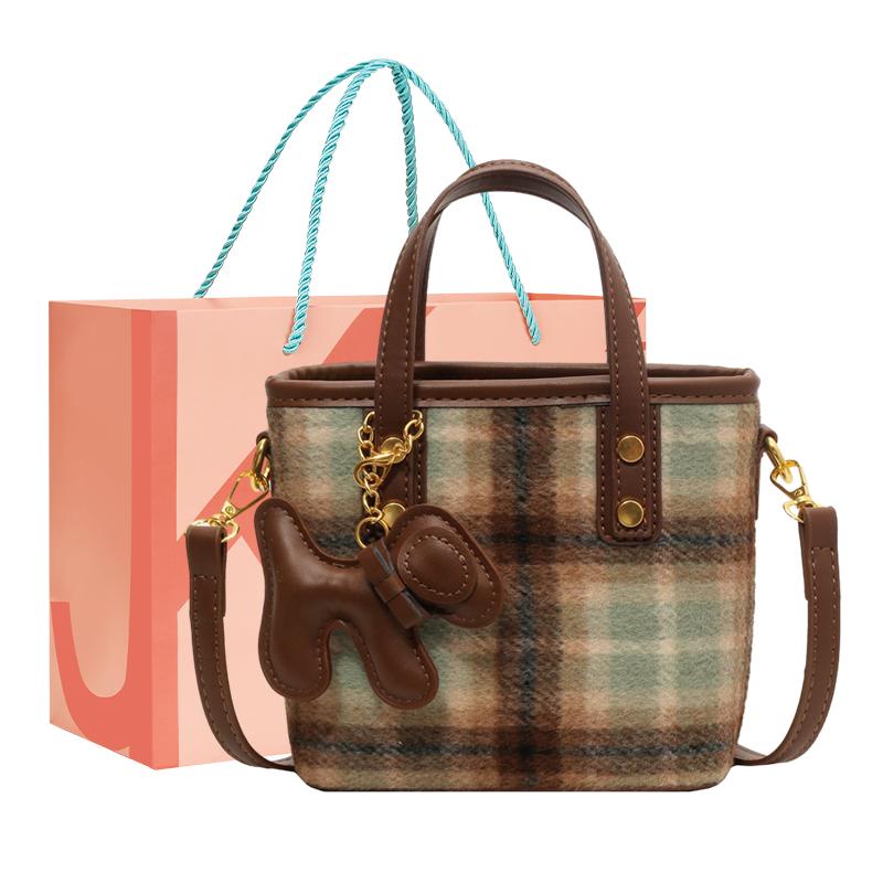 New JANE KLAIN Fabric With Synthetic Leather One Shoulder Handbags Women's Coffee/Green JK-BA1738