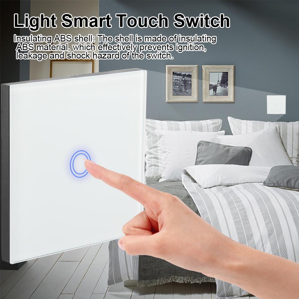 1-fach gehärtetes Glaspanel Smart Touch Schalter mit drahtloser Fernbedienung  (Weiß)