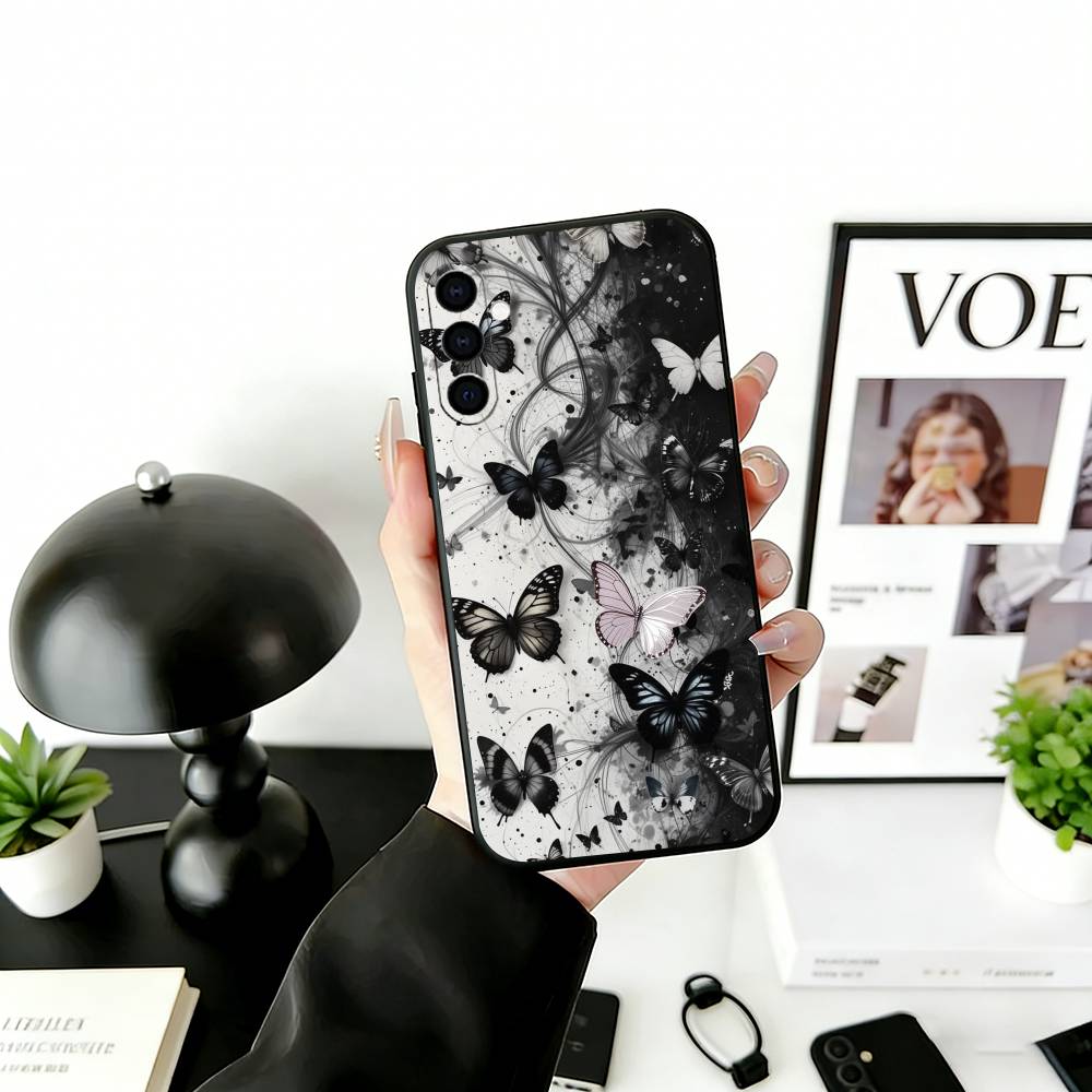 Dark Butterfly Series Phone Case For Samsung Galaxy A73,A72,A71,A70,A53,A52,A51,Others Soft Black Cover