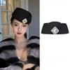 British Style Wool Beret Hat Flat-top Flight Attendant Hat Elegant Topper Hat  Winter Autumn