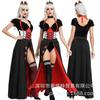 Costume de Reine Fantastique pour Femme avec Motif Cœur Halloween Sorcière Vampire Diable Tenue Spectacle sur Scène