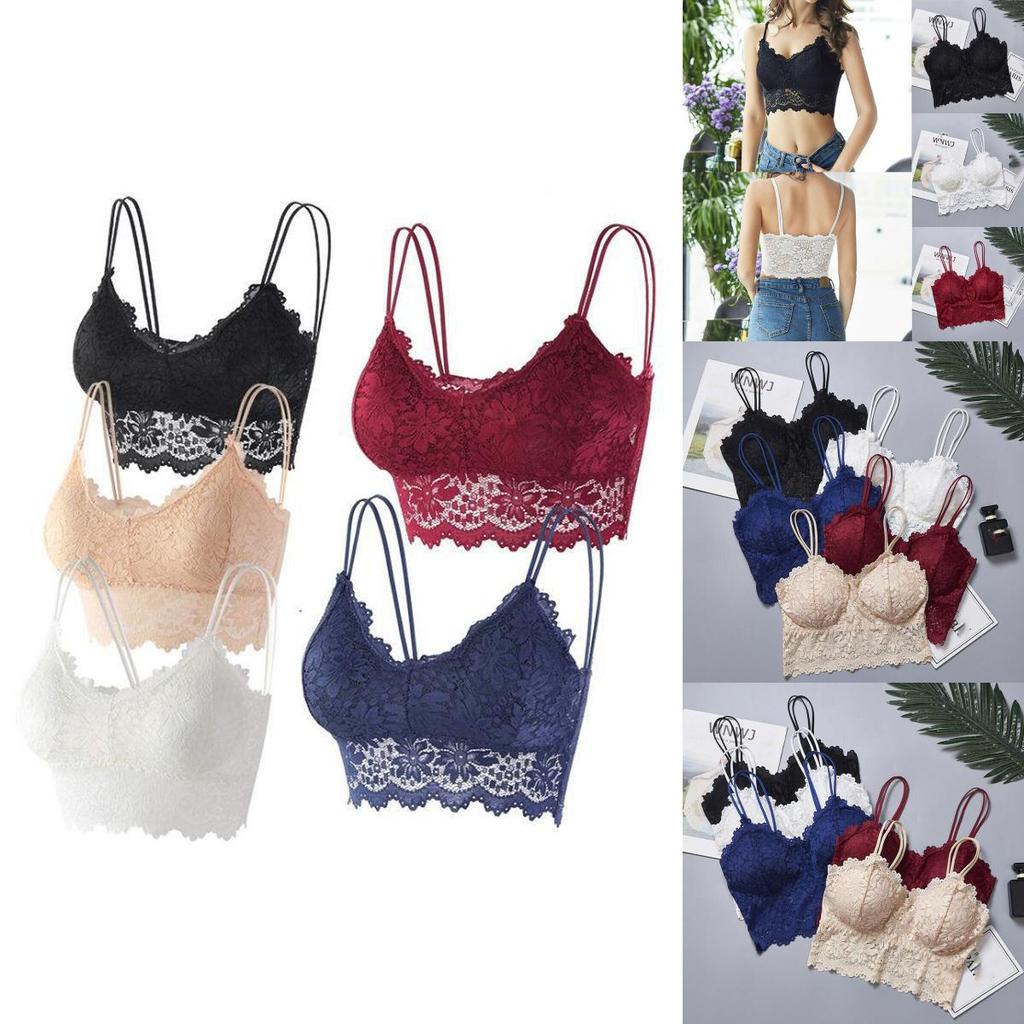 Women's Backless Lace Floral Bralette Crop Top With Padded Comfort**