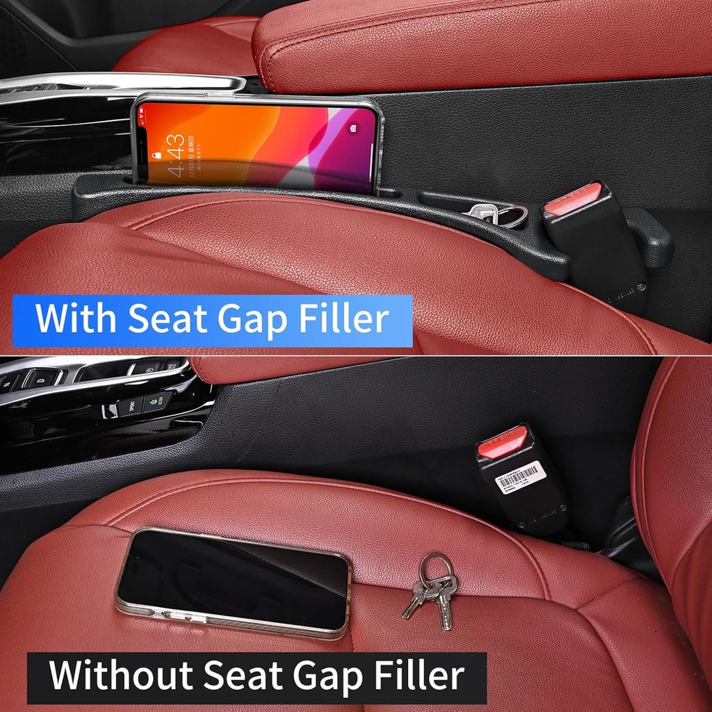 Car Seat Accessories, Car Seat Gap Filler, Car Organizers And Storage With Phone Holder, Car Interior Accessories Fit Sedan SUV Truck -2PCS Black