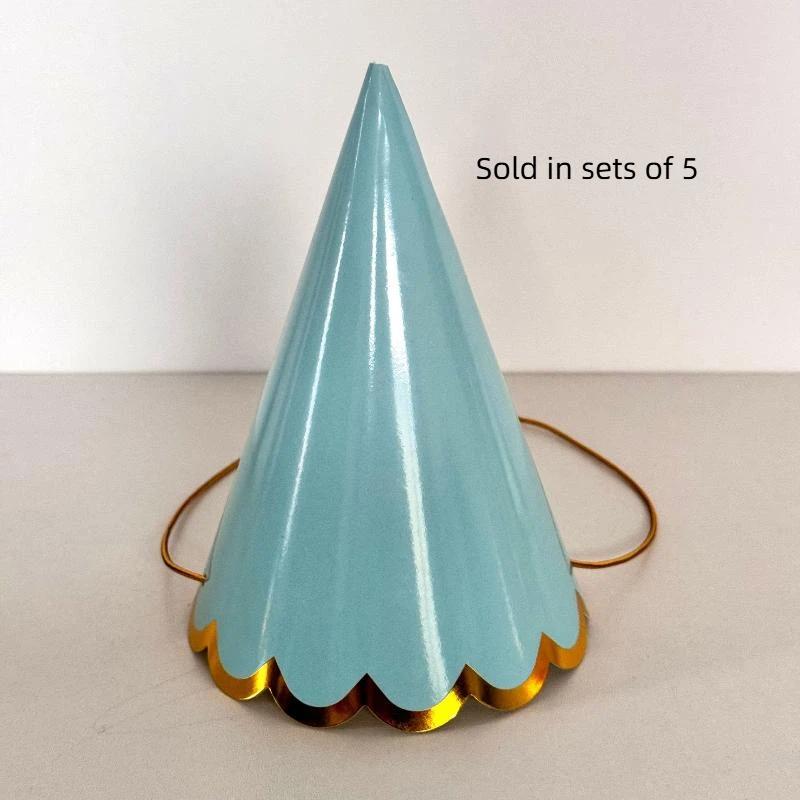 Pastel Party Hats With Gold Scalloped Trim Assorted Colors Perfect For Birthday Parties Baby Showers And Gatherings