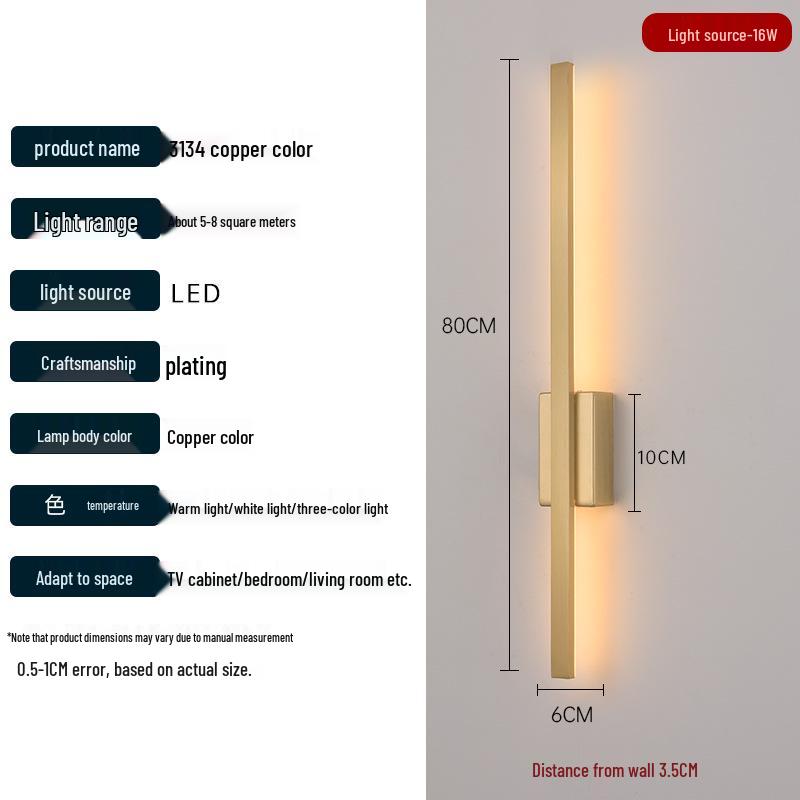 2025 Minimalist Long Strip Wall Lamp for Bedroom, Living Room, Staircase, or TV Background