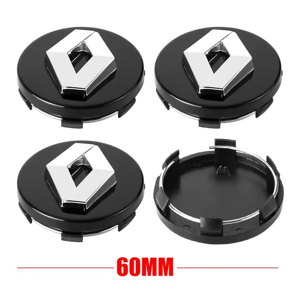 4 Stück Auto Radnabenkappe 56mm/60mm Nabenabzeichen Felgenabdeckung Logo für Renault Megane 2 3 Clio 4 Trafic Captur Kangoo Zoe - Set von 4