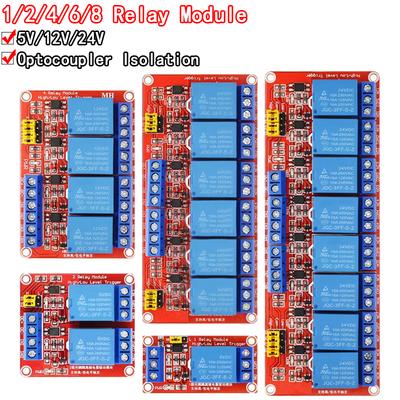 1 2 4 6 8 Kanál 5V 12V 24V štít desky reléového modulu s podporou optočlenu Spouštění vysoké a nízké úrovně pro Arduino