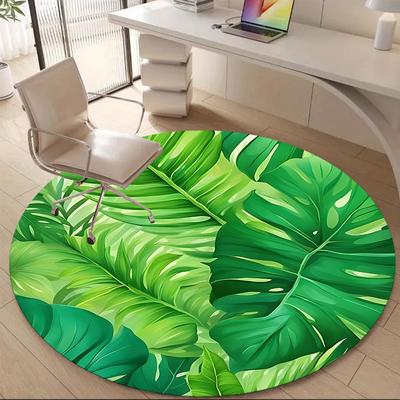 1 Stück Tropische Blätter Büro Runder Teppich, Innenmatte Geeignet Für Büro, Unter Bürostühlen Schlafzimmer Wohnzimmer Heimdekoration, Zimmer Deko D044