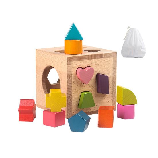 1 Set Wooden Shape Sorting Box Preschool Learning Fine Motor Skills Geometry Block Matching Game Toddler Boys Girls Educational Shape Sorter Toy