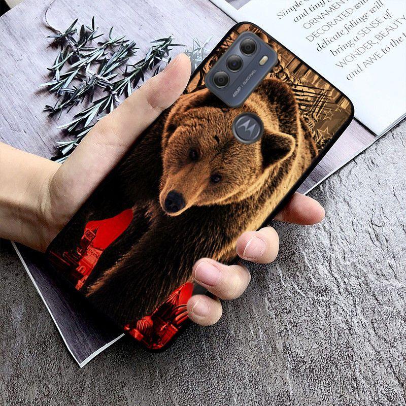 Russia black bear Case for Motorola Moto EDGE 20pro EDGE 20lite E6 E7 Cover G STYLUS GPLAY GPOWER G 5G PLUS G30 G100 Funda Coque