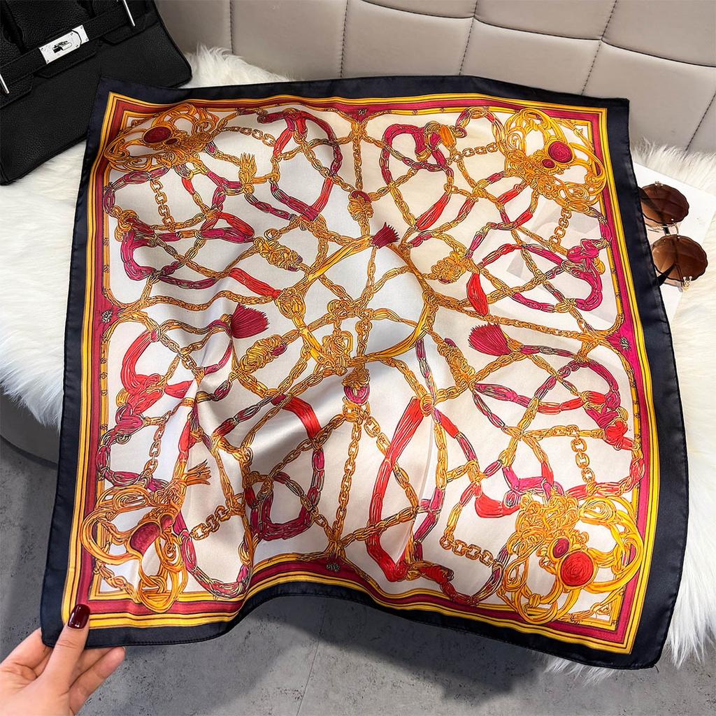 Fashion Square Fashion Foreign Style Small Silk Scarf Women'S Headband Decorative Scarf Dual-Purpose Small Square Scarf New Scarf