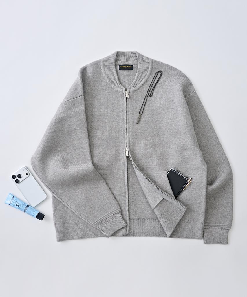 Analog Mood Soft Warm Plan Zip-Up Cardigan (Gray)