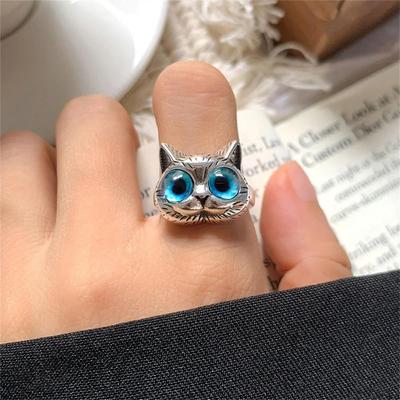 Anello da Donna a Forma di Gatto, Anello Cool e Personalizzato per Dito Indice, Anello Animale alla Moda e Versatile