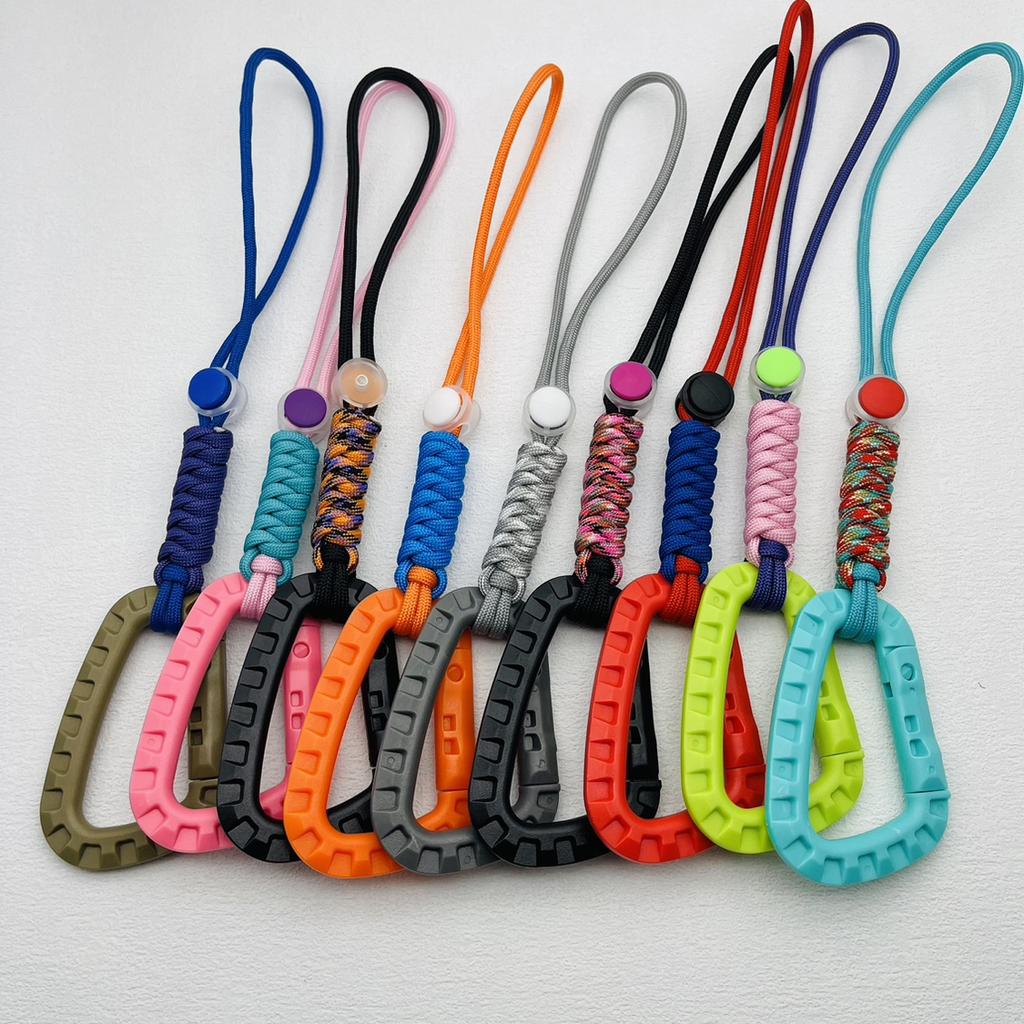 Hand-woven Paracord Carabiner Anti-lost Adjustable Keychain Outdoor Hiking Tools Kettle Buckle Hooks Backpack Accessories