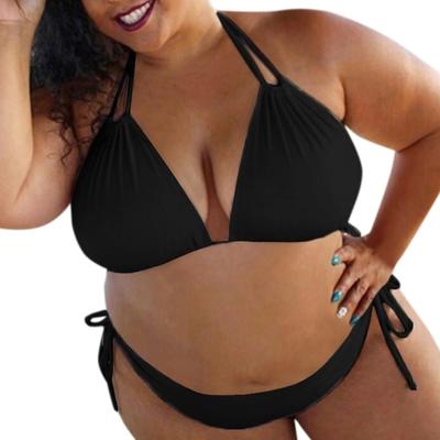2 Stück/Set Damen Bikini Set Einfarbig Neckholder Träger Übergröße Damen Bademode Urlaubskleidung
