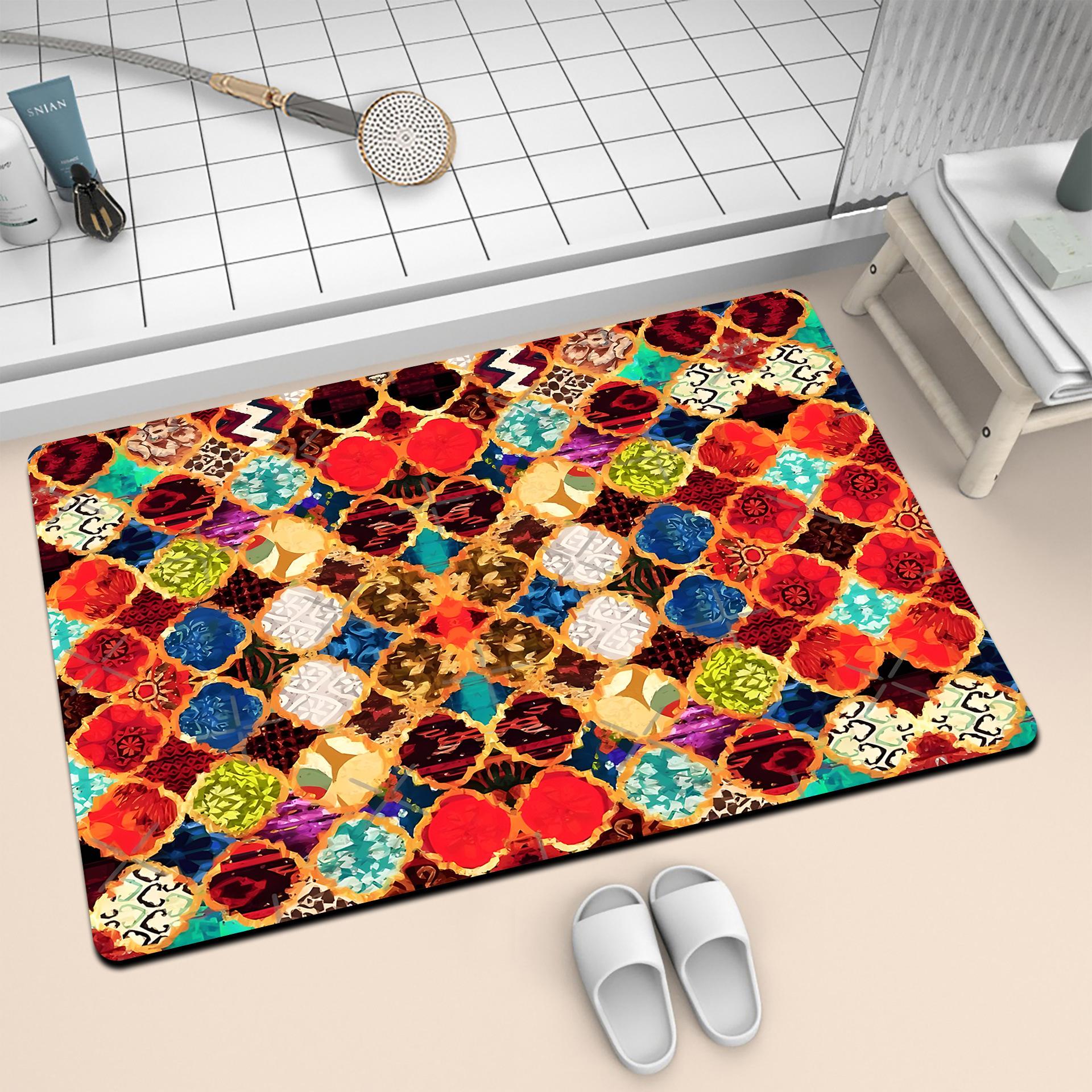 

Retro Tile Carpet Entry Door Mat Non-Slip Foot Mat 40*60cm【Diatom ooze】