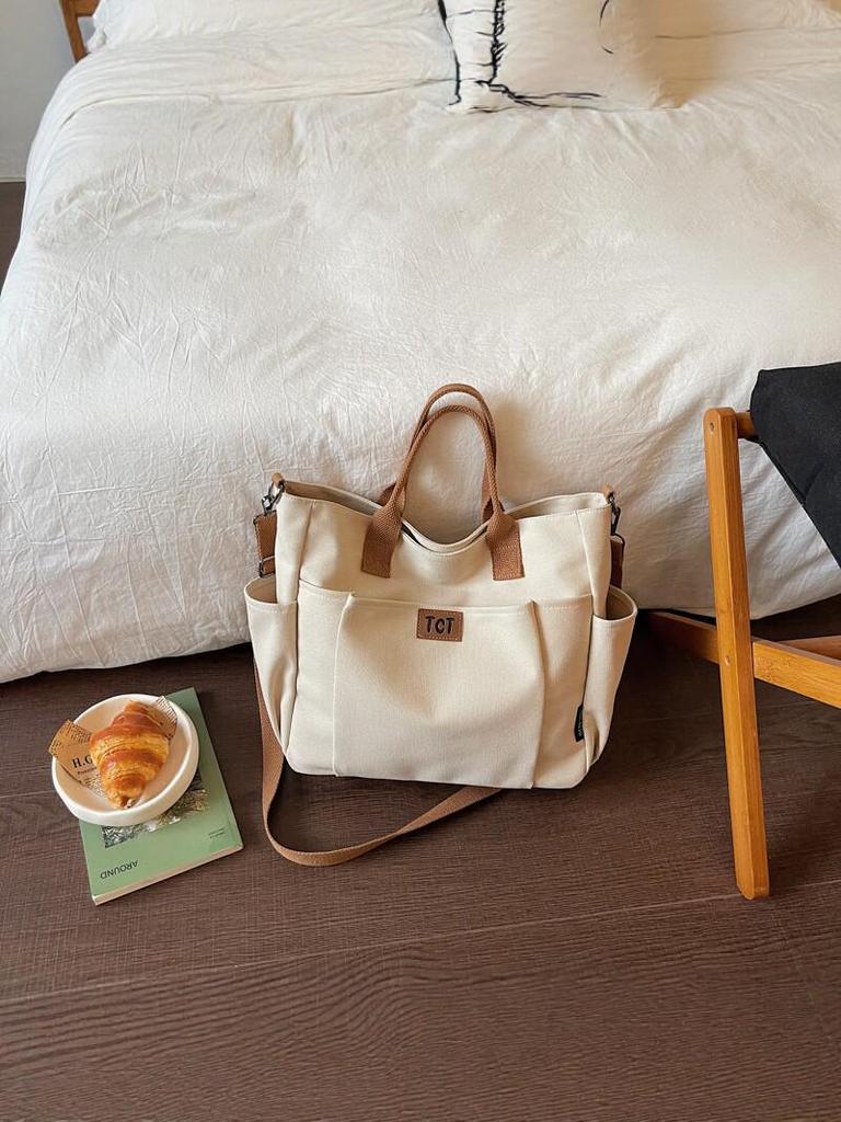 2026 Women's Large Capacity Canvas Tote: Versatile, Fashionable Handheld Shoulder Bag for Commuting