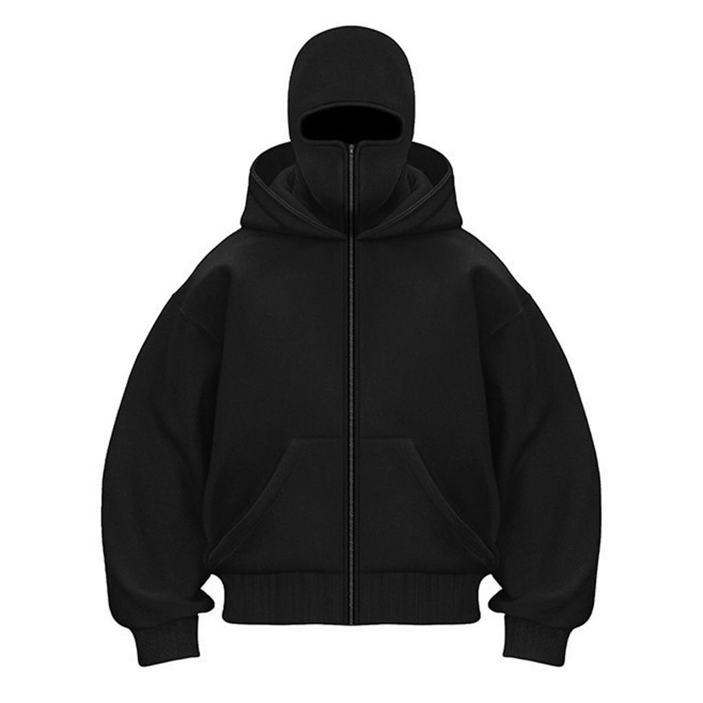 Men's Double Hood Loose Outdoor Trendy Hood Cardigan Zipper Hoodie