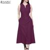 ZANZEA Womens Casual Off Shoulder Summer Sleeveless Dress