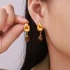 18K Gold-Plated Geometric Tassel Tiger Eye Earrings for Women