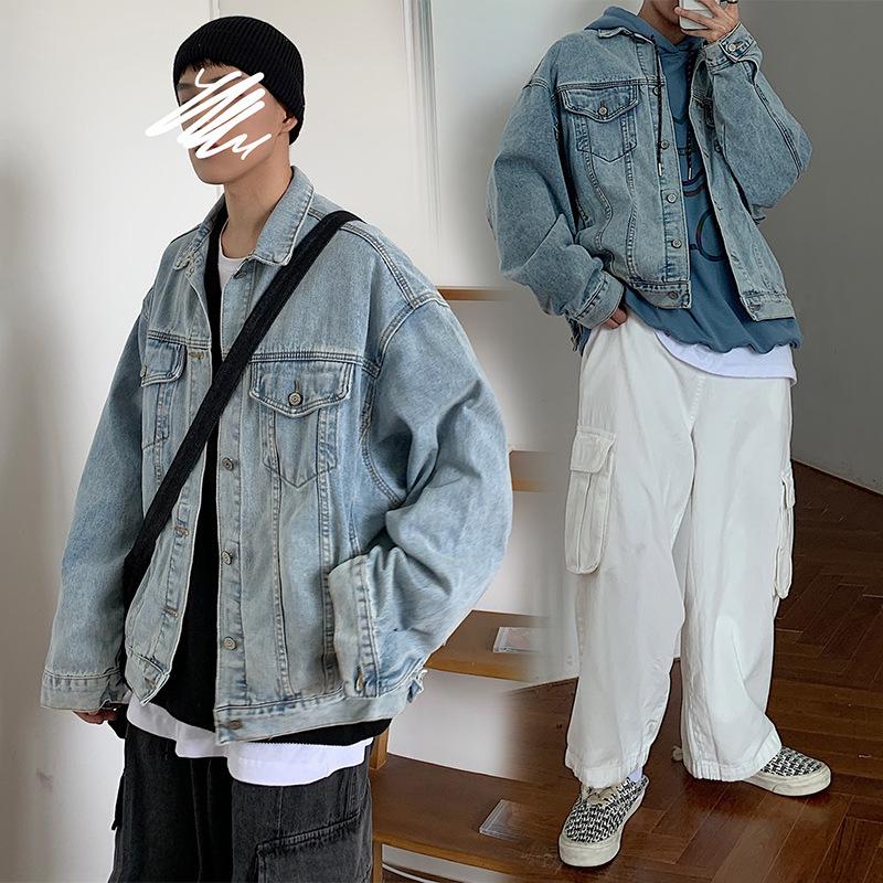 Men's Korean Style Denim Jacket – Spring/Autumn Trendy, Loose, Casual Couple's Short Workwear Outerwear