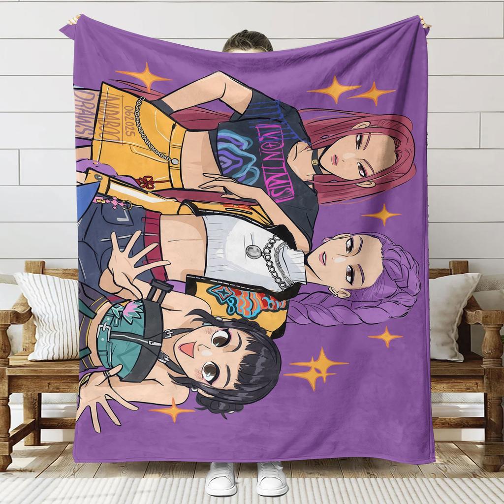 Blanket Print K - Pop Demon Hunters Flannel Blanket Latest Fashion Pop Girl Group