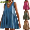 Fashion Summer Spring Solid Color Print Sleeveless V-Neck Casual Dresses
