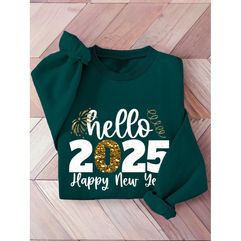 2025 Cross Round Neck European and American Christmas Long Sleeve Hoodie