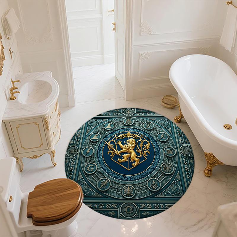 Relief Lion,Round Area Rug,Carpet Rug for Living Room Bedroom Sofa Playroom Decor,Non-slip Floor Mat