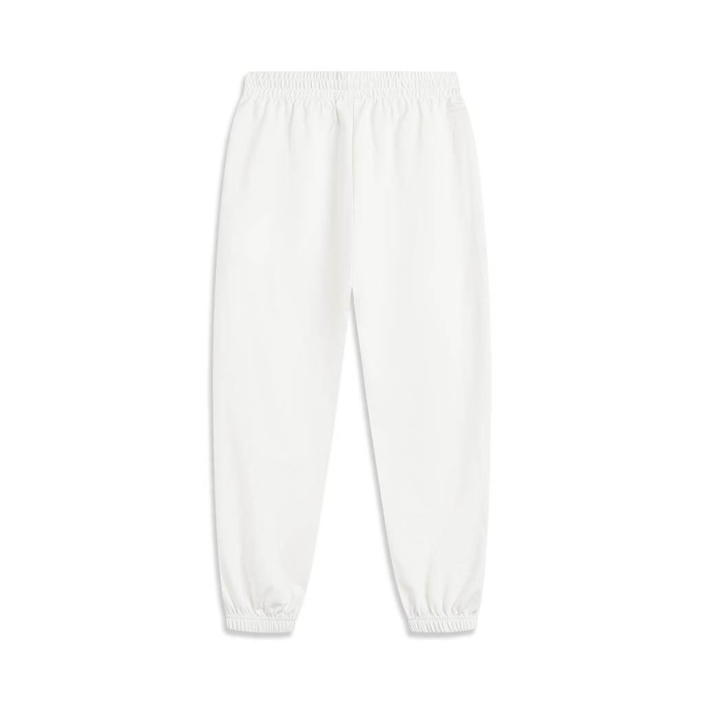 Li Ning Sports Lifestyle Series Solid Color Mid Waist Breathable Versatile Jogger Knit Sports Pants Women bottoms Off-White AKLV202-1