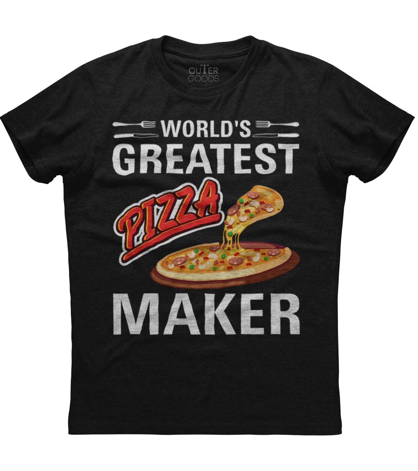 World s Greatest Pizza Maker Pizza Lover Mens Short Sleeve Cotton Black T-shirt XL