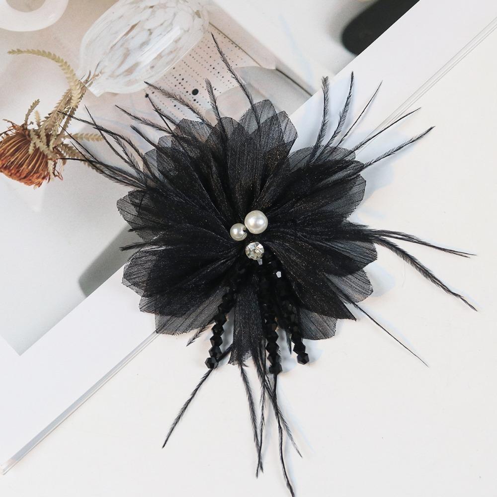 Organza Flower Accessories Crystal Tassel Detail Flower DIY Headdress Part Glitter Crystal Inlay Hair Decor Hair Crown Making