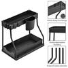 Kitchen Double Layer Storage Rack Slide-Out Spices & Cleaning Supplies Storage Shelf Cabinet Under Sink Space-Saving Organizer