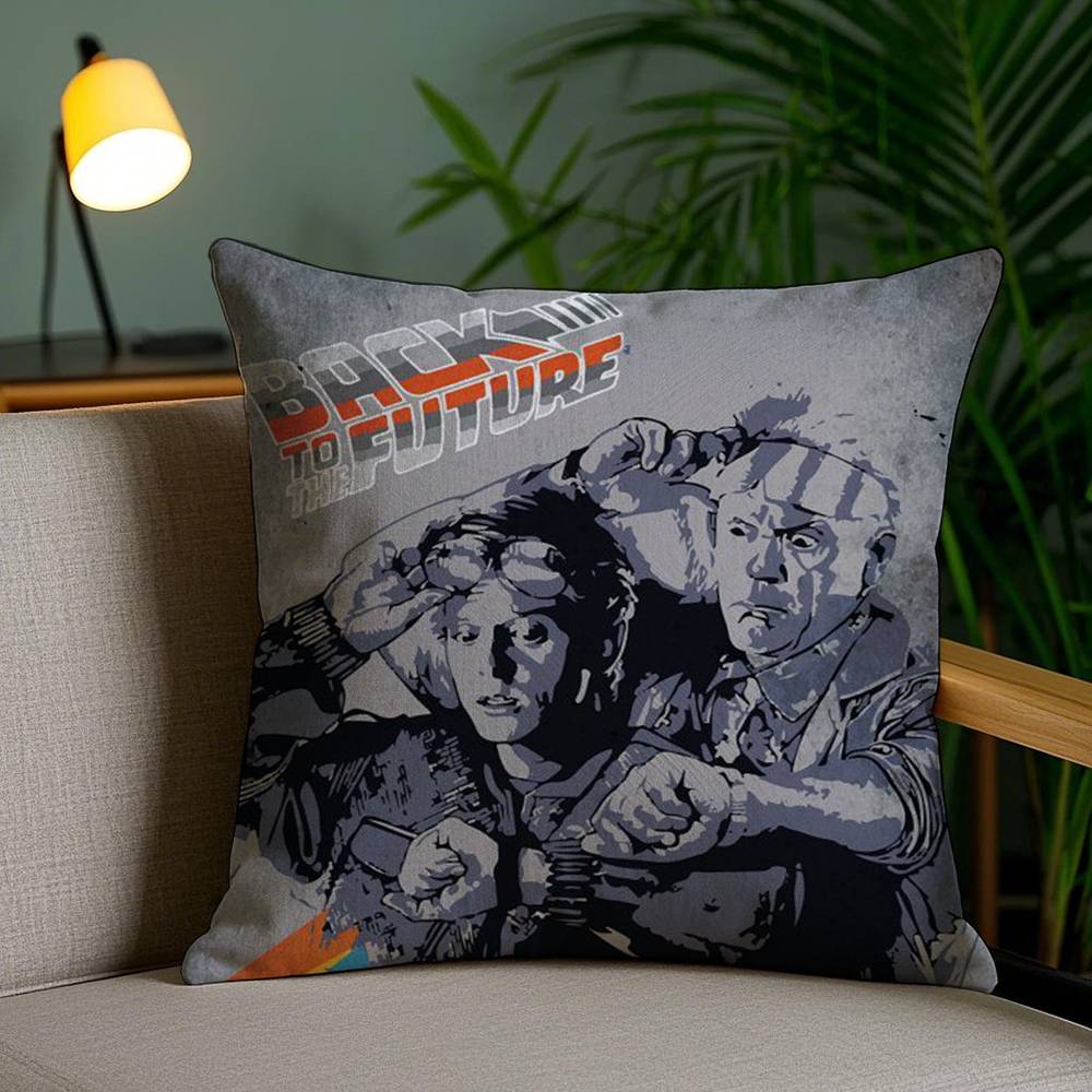 B-Back To The Future Pillow Case Home Dorm Chair Back Short Plush Double-sided Printing Office Nap Time Cushion Cover