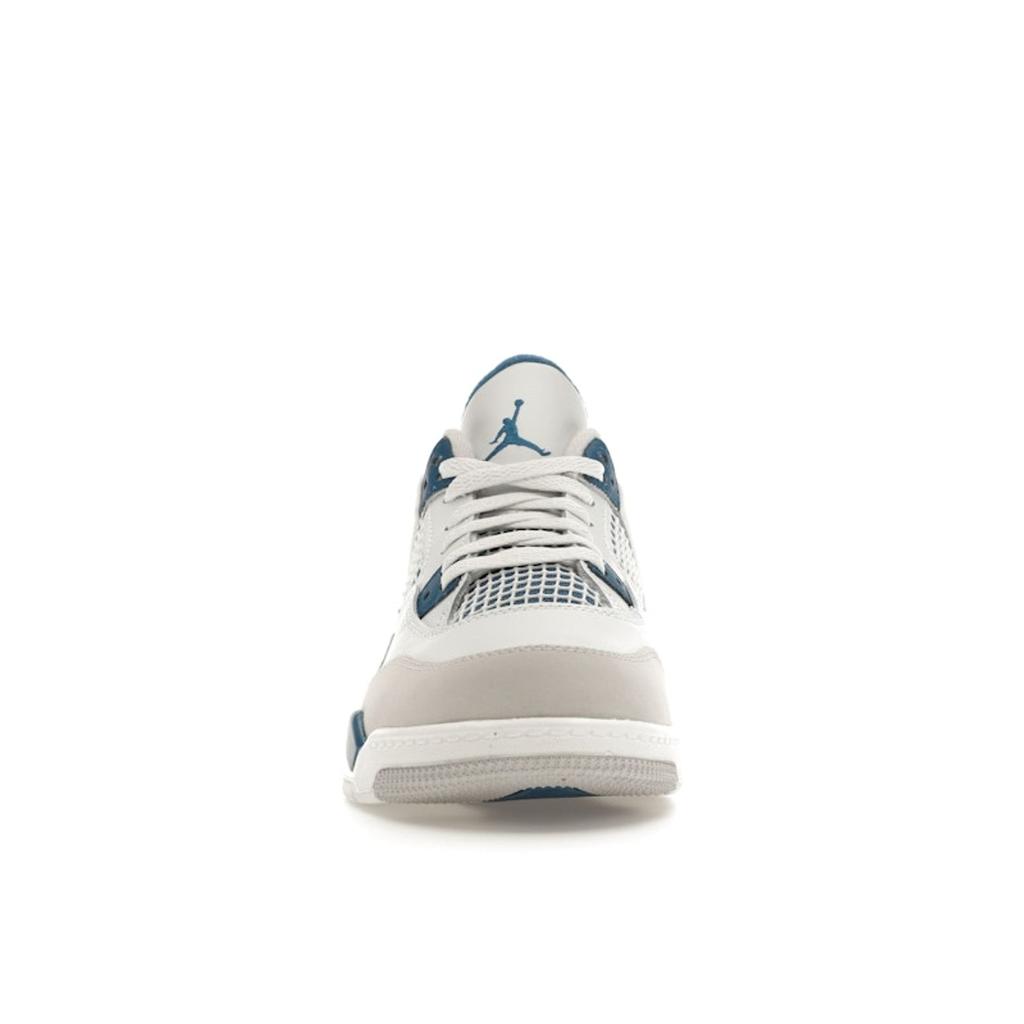 Air Jordan 4 Retro PS Military Blue 2024 Kids Sneakers White Off-White Neutral-Grey BQ7669-141